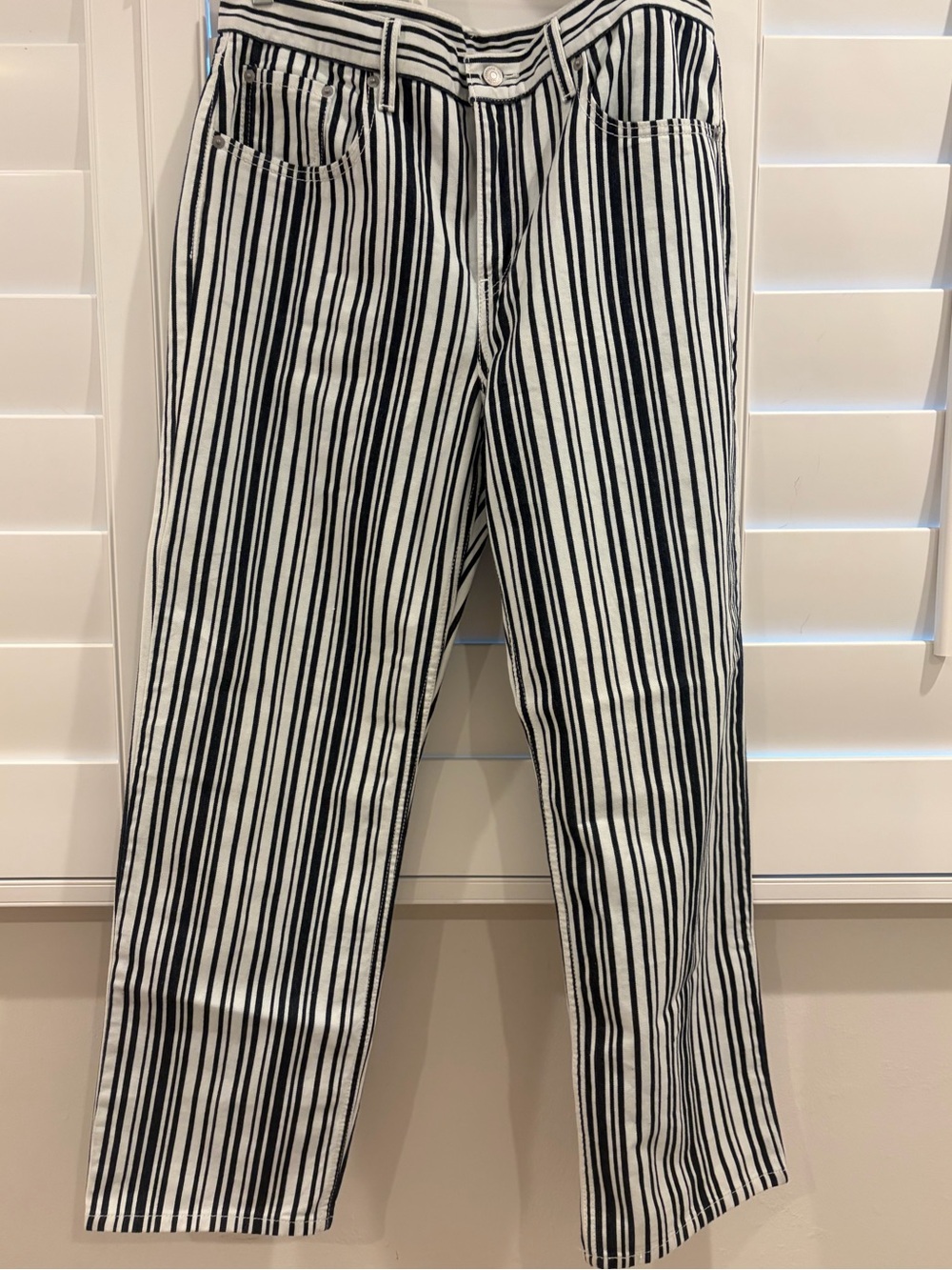 Levi's Black and White Vertical Stripe Women's Jeans